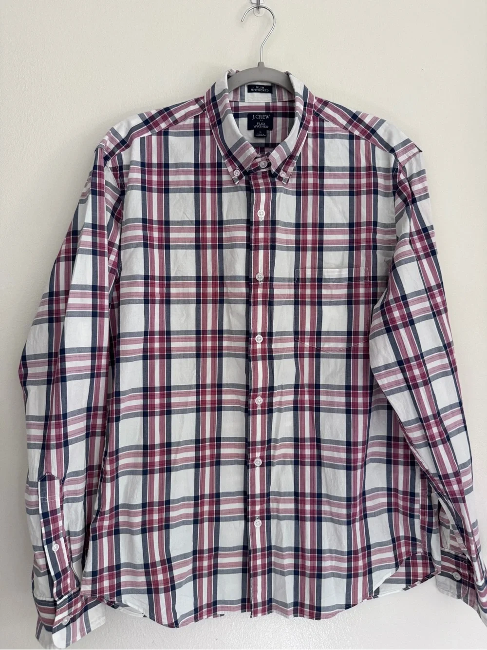 J. CREW 2 Piece Set Quilted Vest & Plaid Flex Washed Shirt -Men's Size Large NEW